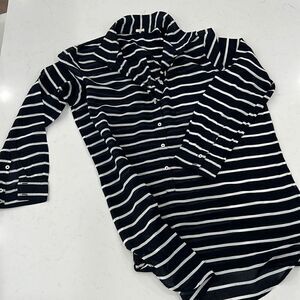 J.CREW herringbone stripe Beach cover up one size navy+white long sleeve tunic